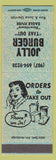 Matchbook Cover - Jolly Burger Take Out Eagle River Anchorage AK