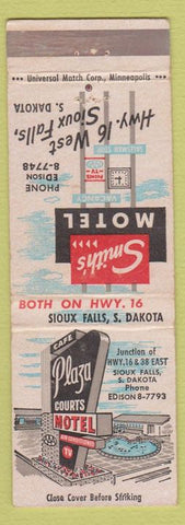 Matchbook Cover - Plaza Courts Motel Cafe Sioux Falls SD