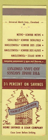 Matchbook Cover - Thrift Corner Home Savings Loan Youngstown OH