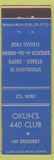 Matchbook Cover - Okun's 440 Club NO TOWN
