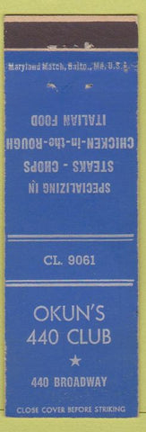 Matchbook Cover - Okun's 440 Club NO TOWN