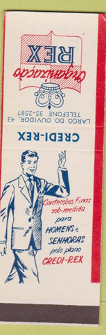 Matchbook Cover - Organizacao Rex Men's Clothes on Credit Brazil SAMPLE