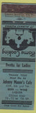 Matchbook Cover - Johnny Mauer's Cafe NO TOWN WEAR