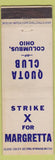 Matchbook Cover - Quota Club Columbus OH Margretta election