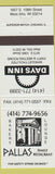 Matchbook Cover - Pallas Restaurant West Allis WI