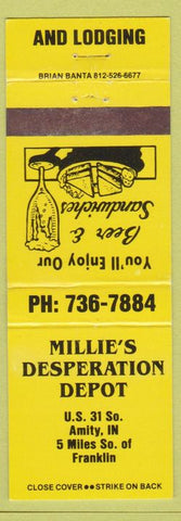 Matchbook Cover - Millie's Desperation Depot Amity IN