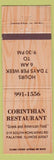 Matchbook Cover - Corinthian Restaurant Palatine IL