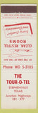 Matchbook Cover - Tour O Tel Stephenville TX