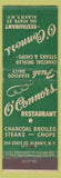 Matchbook Cover - O'Connors Restaurant Albany NY
