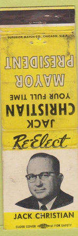 Matchbook Cover - Jack Christian Mayor President Baton Rouge? LA POOR