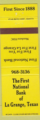 Matchbook Cover - First National Bank of La Grange TX
