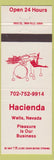 Matchbook Cover - Hacienda Wells NV girlie
