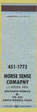 Matchbook Cover - Horse Sense Company Santa Monica CA blue
