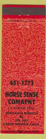 Matchbook Cover - Horse Sense Company Santa Monica CA red