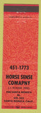 Matchbook Cover - Horse Sense Company Santa Monica CA orange