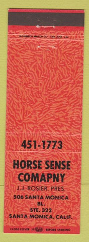 Matchbook Cover - Horse Sense Company Santa Monica CA orange
