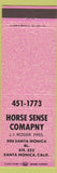 Matchbook Cover - Horse Sense Company Santa Monica CA pink