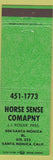 Matchbook Cover - Horse Sense Company Santa Monica CA green