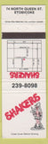 Matchbook Cover - Shakers Etobicoke girlie? Canada