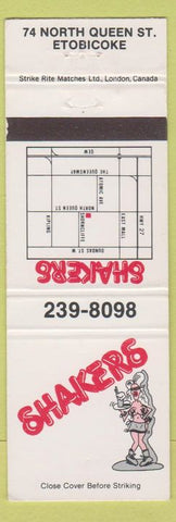 Matchbook Cover - Shakers Etobicoke girlie? Canada