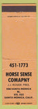 Matchbook Cover - Horse Sense Company Santa Monica CA orange