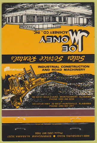 Matchbook Cover - Joe Money Machinery Tractors Birmingham AL 40 Strike
