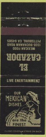 Matchbook Cover - El Cazador Mexican Restaurant Pittsburg CA girlie