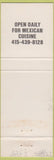 Matchbook Cover - El Cazador Mexican Restaurant Pittsburg CA girlie