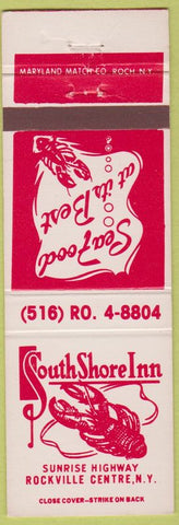 Matchbook Cover - South Shore Inn Rockville Centre NY lobster