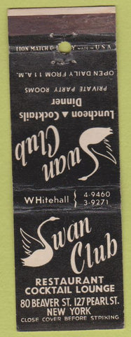 Matchbook Cover - Swan Club New York City
