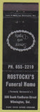 Matchbook Cover - Rostocki's Funeral Home Wilmington DE