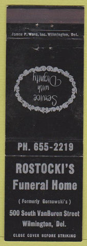 Matchbook Cover - Rostocki's Funeral Home Wilmington DE