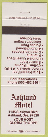 Matchbook Cover - Ashland Motel Ashland OR