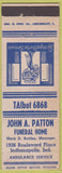 Matchbook Cover - John Patton Funeral Home Indianapolis IN
