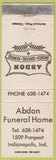 Matchbook Cover - Abdon Funeral Home Indianapolis IN