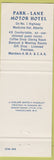 Matchbook Cover - Park Lane Motel Medicine Hat AB
