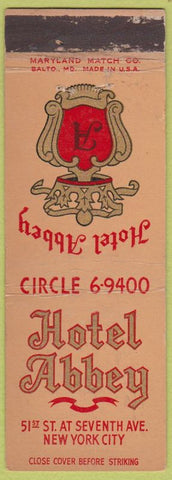 Matchbook Cover - Hotel Abbey New York City