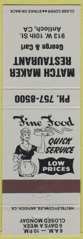 Matchbook Cover - Match Maker Restaurant Antioch CA girlie light blue