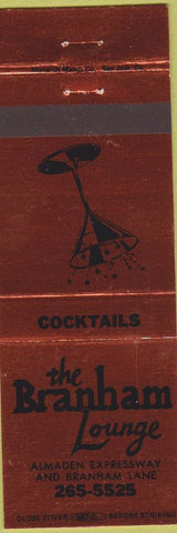 Matchbook Cover - Branham Lounge San Jose CA