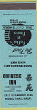 Matchbook Cover - Chinese Inn Restaurant Menlo Park CA teal