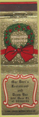 Matchbook Cover - Mar Doel's Restaurant Drum Bar Buffalo NY