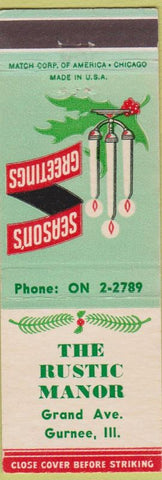Matchbook Cover - Rustic Manopr Gurnee IL Christmas