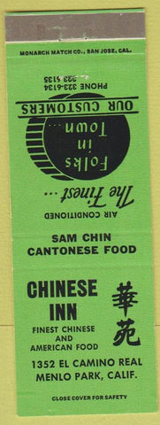 Matchbook Cover - Chinese Inn Restaurant Menlo Park CA green