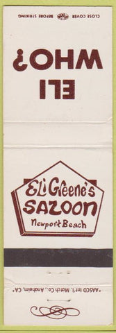Matchbook Cover - Eli Green's Saloon Newport Beach CA