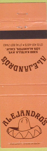 Matchbook Cover - Alejandro's Los Alamitos CA