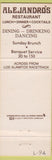 Matchbook Cover - Alejandro's Los Alamitos CA