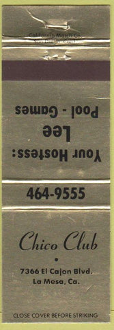 Matchbook Cover - Chico Club La Mesa CA billiards