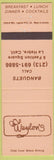 Matchbook Cover - Waylon's La Habra CA