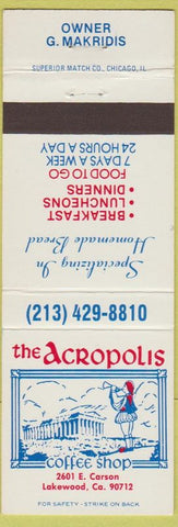 Matchbook Cover - The Acropolis Coffee Shop Lakewood CA