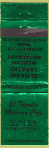 Matchbook Cover - El Tapatio Mexican Cafe Suisun City CA WEAR